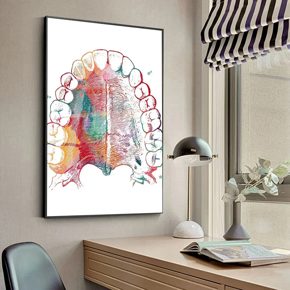 Anatomy Human Teeth Art Posters Teeth Row Teeth Illustra Poster HD Posters Home Room Bar Cafe Decor Art Wall Painting Picture