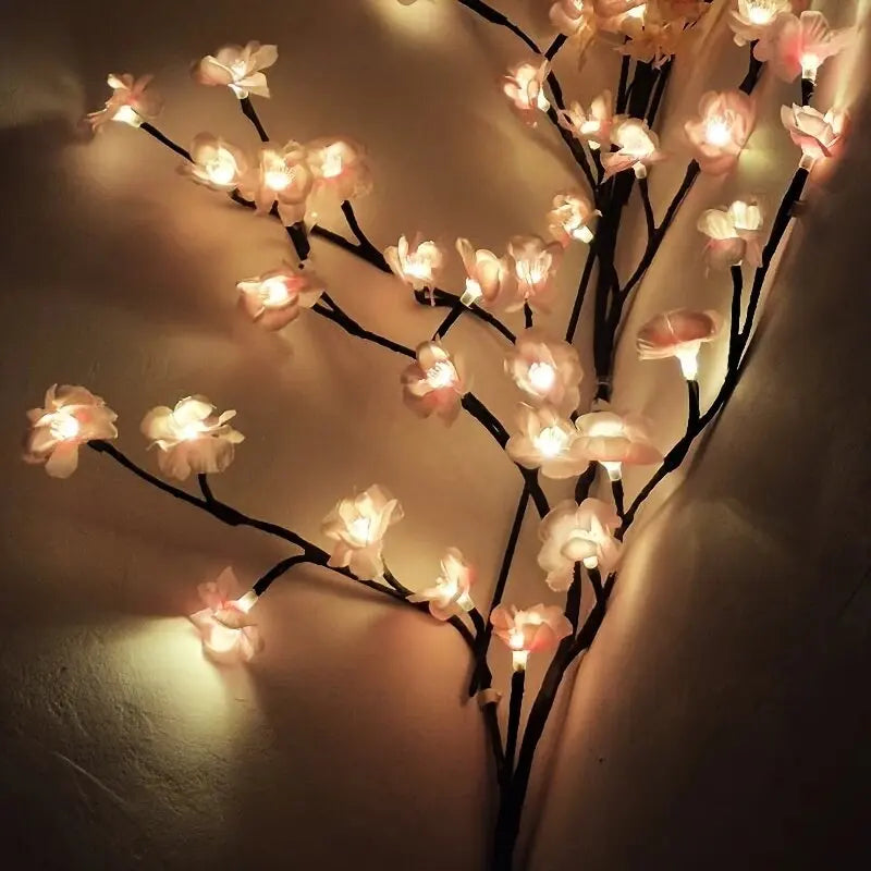 1PC 96LEDs Cherry Blossom Branch Decoration Night Lights,8 Modes USB Powered Ideal Wall Atmosphere Light Strings