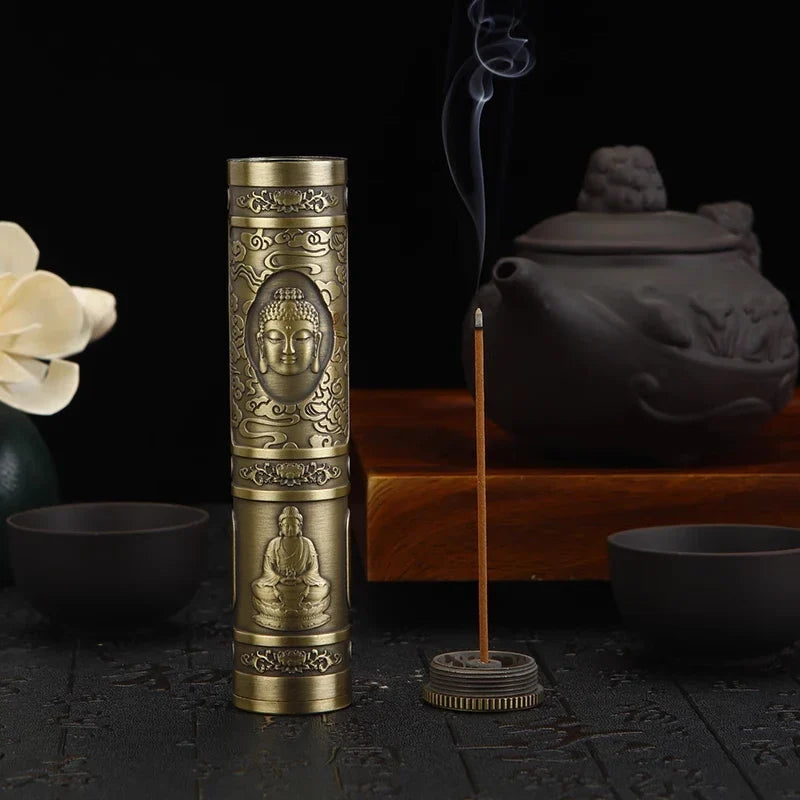 Retro Buddha Metal Incense Case Relief Craft Dragon Incense Box Waterproof Incense Storage Box Incense Accessories