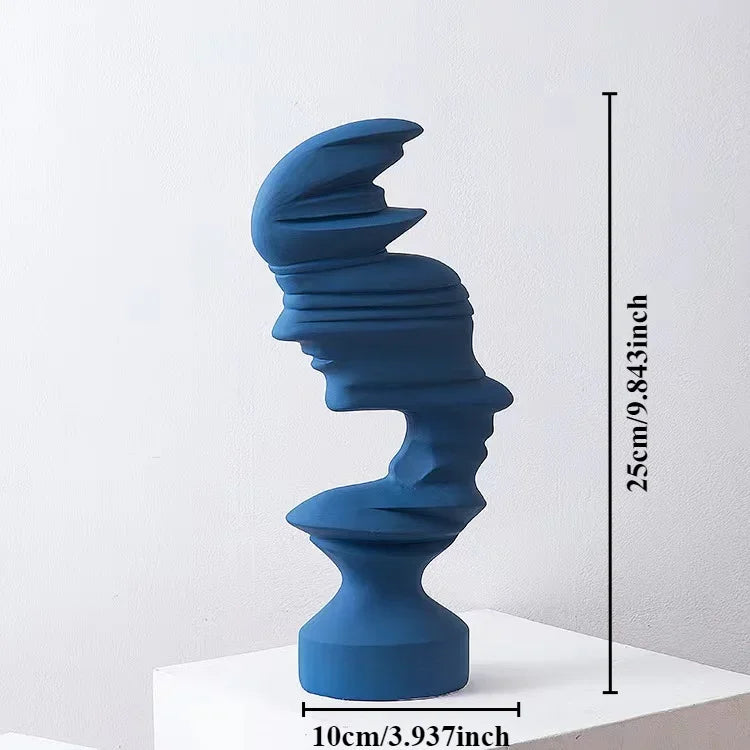 25cm Modern Style Home Decor Abstract Human Face Sculpture Statue Ornament Indoor Room  Living Office Decoration Handicraft Gift