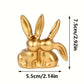1pc  Collectible figurine  ,Golden cute double rabbit ornament, creative decorative item for home desktop.