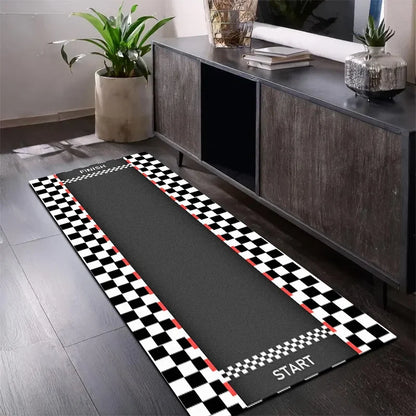 VIKAMA Track Design Carpet Durable Non-Slip Home Decor for Living Room, Bedroom, Kitchen, Hallway - Durable Polyester Fibre Mat