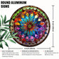 8" Round Mandala Aluminum Art Sign - UV-Resistant Waterproof Wall Decor, Art Nouveau Living Room Patio Art