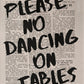 Typography Art Poster PLEASE DO NOT DANCING ON THE TABLE 70s Wall Print Trendy Quote Prints Retro Trippy Wall Art Canvas Poster