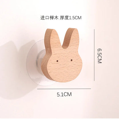 Star Moon wooden decoration Hooks Cute Cartoon animal adhesive wall omnipotent Hooks key holder for the wall home and decoration