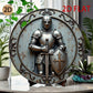 Medieval Knight Metal Wall Art, 3D Shield Spear Round Aluminum Decor for Home Bar Garden