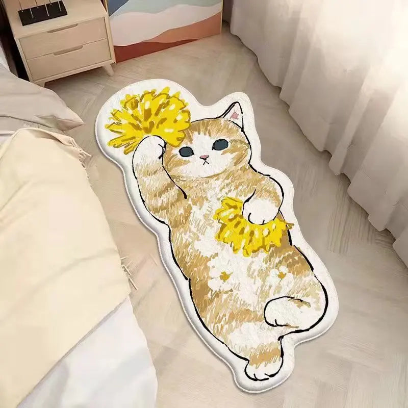 Faux Cashmere Cute Cartoon Pet Carpet Home Bedroom Bedside Decorative Floor Mat Anti-slip Dirty Resistant Machine Washable Rug