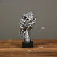 17cm Home Decor Abstract Silence Is Gold Figurine Resin Hand Face Silent Men Statue Sculpture Home Office Living Room Decoration