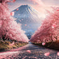 Pink City Asian Travel Japanese Cherry Blossoms At Mount Fuji Poster Light Prints Canvas Painting Wall Pictures Home Room Dec