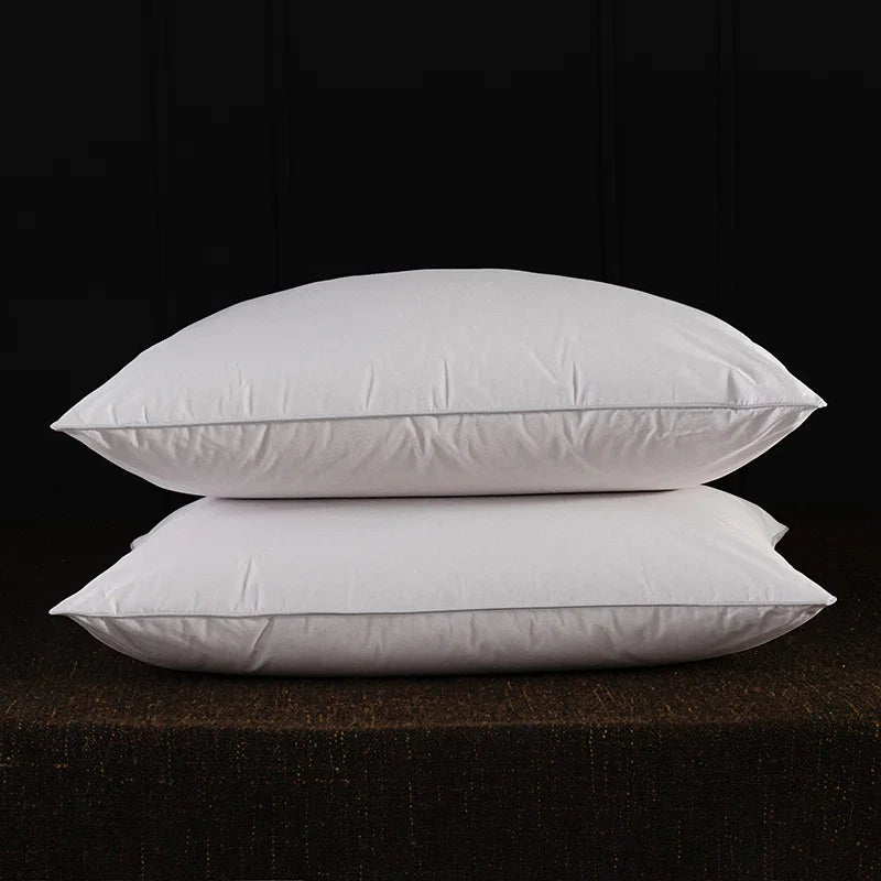 2pcs White Goose Down Feather Pillow for Sleeping Soft Bed Pillow with 100% Cotton Shell Standard Queen Size Back, Side Sleeper