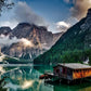 Nature Landscape Green Forest Mountain Lake Boat Poster Print Canvas Painting Wall Art Pictures Modern Living Room Home Decor