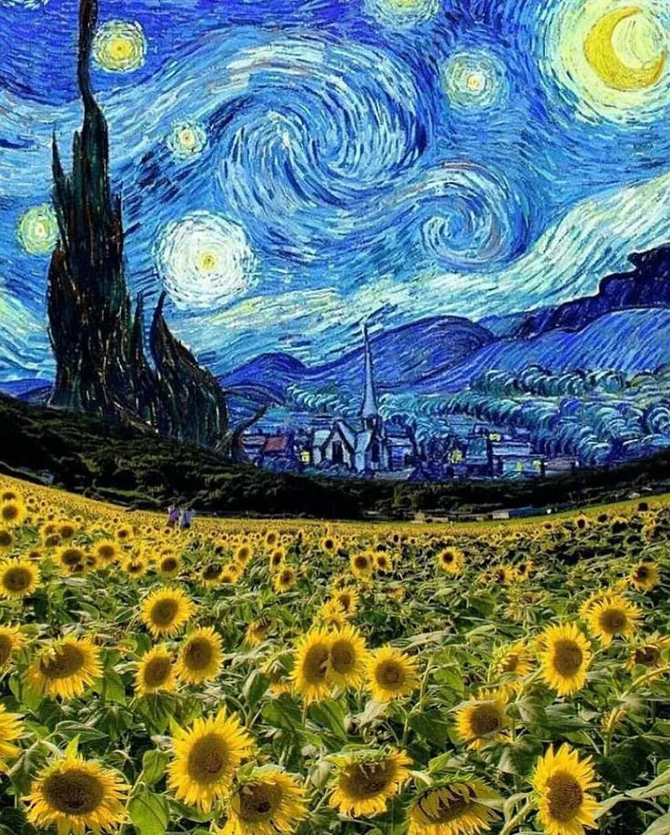 Van Gogh Sunflower Flower Starry Sky Art Pictures Poster Printing Oil Painting Canvas Painting For Modern Home Decor Gift