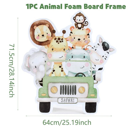 70cm Big Jungle Animal Party Stand Ornament Safari Happy Birthday Party Decoration Kids Jungle Woodland Party Decor Baby Shower
