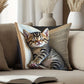 VIKAMA Creative Sleeping Cat Fashion Design Printed Pillowcase, Machine Washable, Indoor Sofa Home Cushion Pillowcase