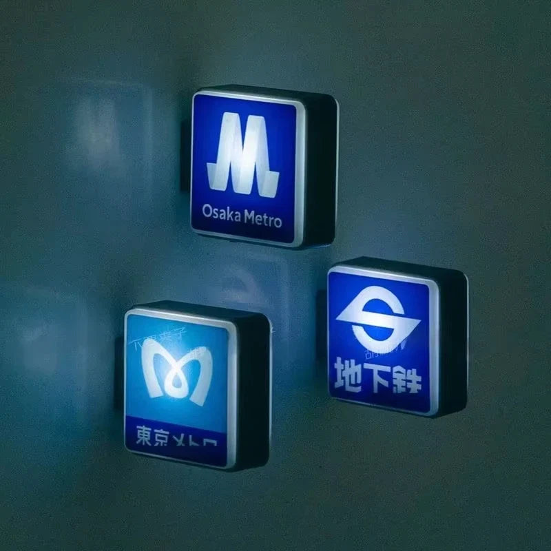 Japan Subway Light Sign 3d Fridge Magnets Luminous Refrigerator Sticker Osaka Kyoto Magnetic Jr Travel Souvenir Magnetic Sticker