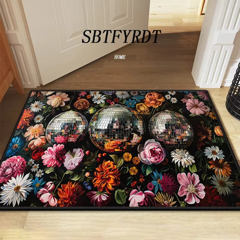 Floral Soft Door Mat Home Carpet Rug