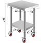 VEVOR Stainless Steel Kitchen Prep Table With 4 Caster Wheels & Backsplash Loads Up to 100KG-300KG for Home Storage Rack Dining