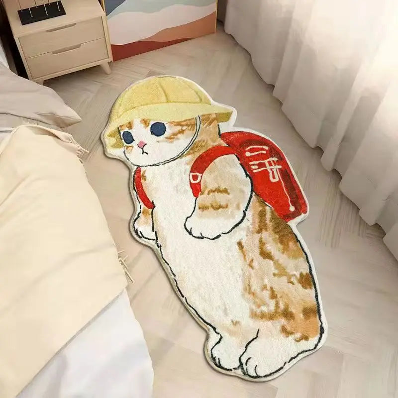 Faux Cashmere Cute Cartoon Pet Carpet Home Bedroom Bedside Decorative Floor Mat Anti-slip Dirty Resistant Machine Washable Rug