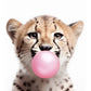 Cute Pink Panda Giraffe Bunny Cheetah Zebra Blowing Bubble Gum Poster Nursery Canvas Painting for Kids Room Animal Print Decor