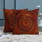 VIKAMA Red Dreamy Golden Mandala Bohemian Style Pillowcase, Modern Style Bedroom And Living Room Home Decoration