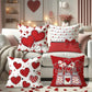 VIKAMA Red Heart Design, Decorative Pillow Cover For Valentine's Day And Weddings, Washable Pillowcase, For Sofas And Bedrooms