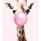 Cute Pink Panda Giraffe Bunny Cheetah Zebra Blowing Bubble Gum Poster Nursery Canvas Painting for Kids Room Animal Print Decor