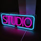 Studio Neon Sign Pink Blue LED Wall Art for Music Photo Studio Home Bar Cafe Decor Creative Business Lighting Vibrant Ambiance