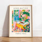 Black cat on toilet, Bathroom wall art, Matisse poster, Funny bathroom decor, Pink tropical decor