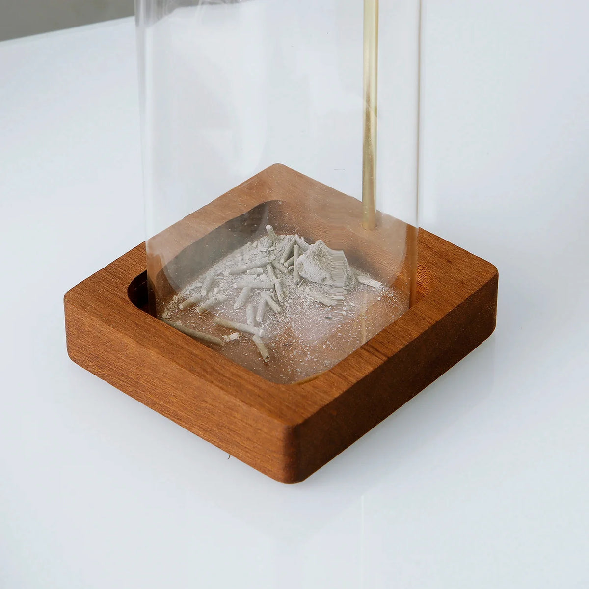 Glass Incense Holder Wooden Incense Holder for Sticks with Glass Ash Catcher Anti-Ash Flying Incense Burner for Yoga Home Decor