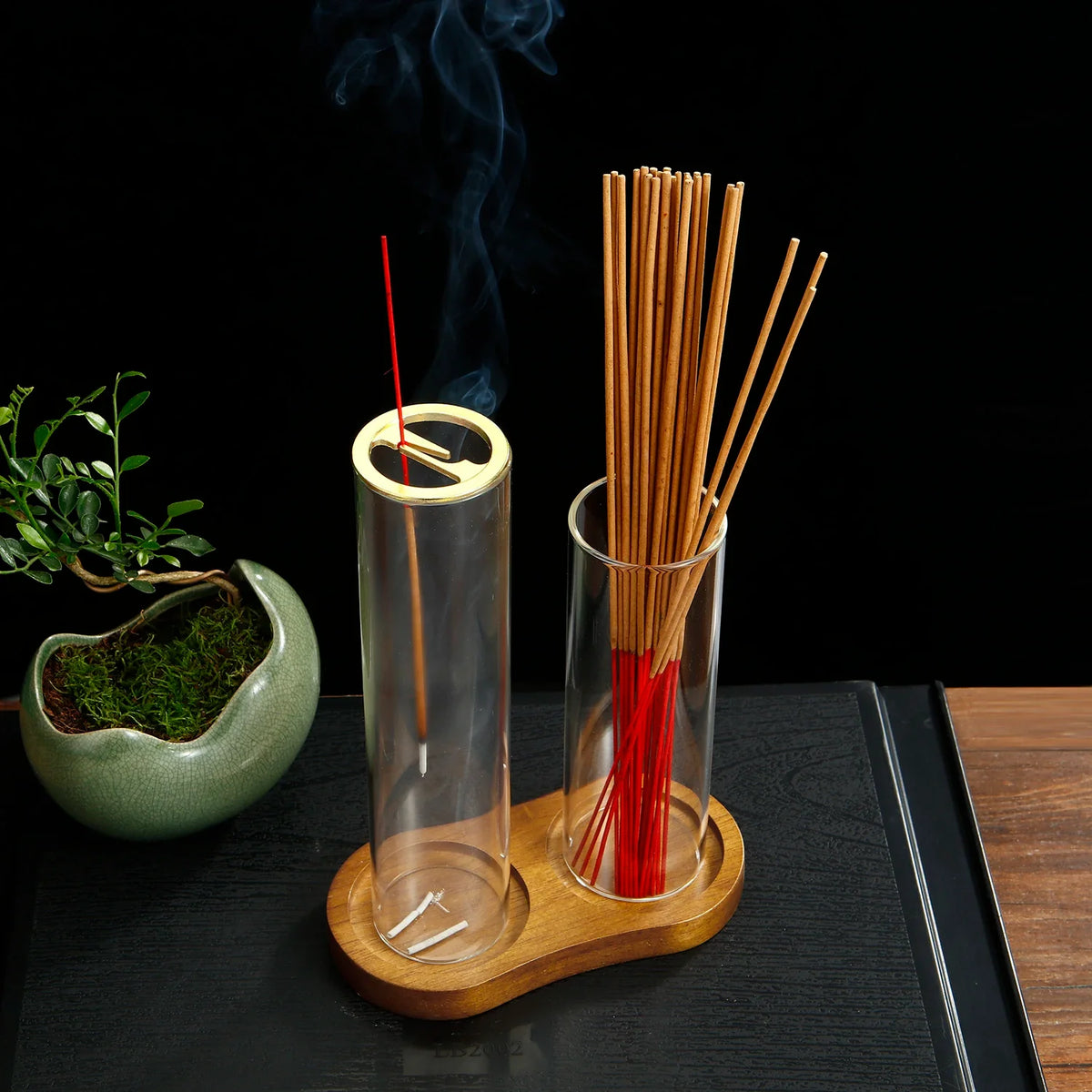 2 in 1 Glass Incense Holder for Sticks Anti-Ash Flying Incense Burne with Removable Ash Catcher and Incense Sticks Organizer