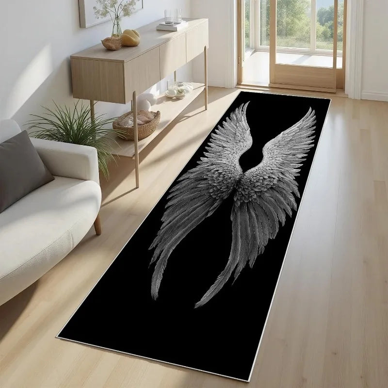 Skull Pattern Gothic Runner Rug Red Black Rose Decor Carpet Soft Non-Slip Art Home Decor Mat for Hallway Living Room Bedside