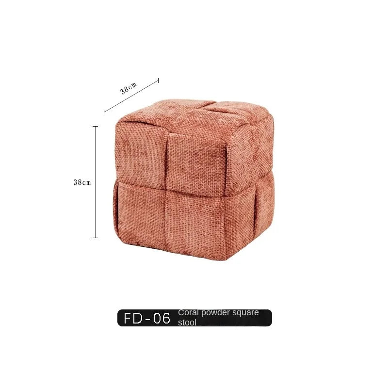 Chenille Red Woven Bench Shoe Changing Stool