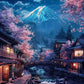 Pink City Asian Travel Japanese Cherry Blossoms At Mount Fuji Poster Light Prints Canvas Painting Wall Pictures Home Room Dec