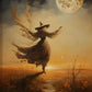 Witch Magical Art Print Witch with Full Moon Wall Decor Darkness Witches Painting Wall Decor Canvas Poster Dark Romantic Decor