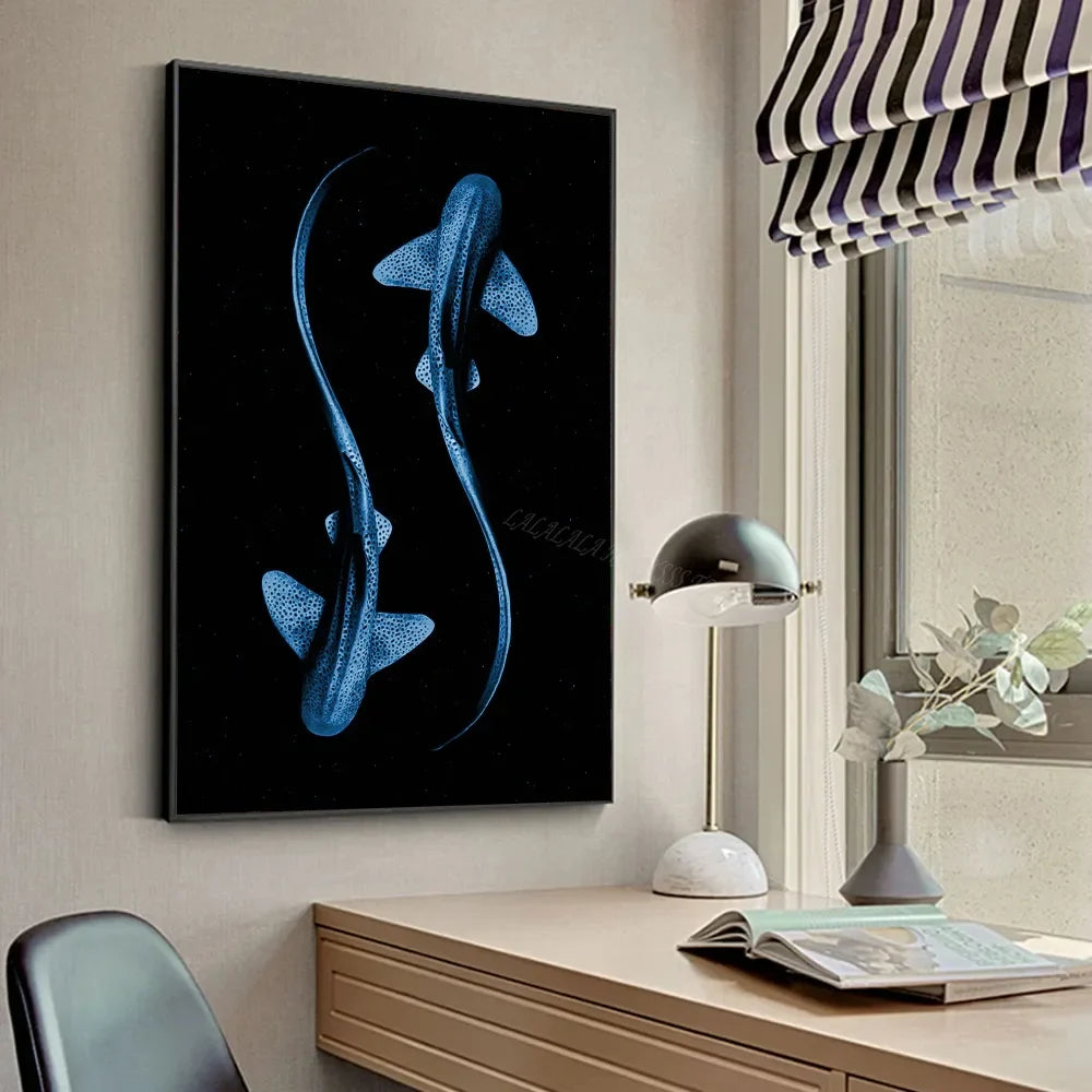 Retro Sea Animal Cyanea Jellyfish Squid Shark Minimalist A Poster HD Posters Home Room Bar Cafe Decor Art Wall Painting Picture