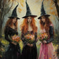Witch Magical Art Print Witch with Full Moon Wall Decor Darkness Witches Painting Wall Decor Canvas Poster Dark Romantic Decor