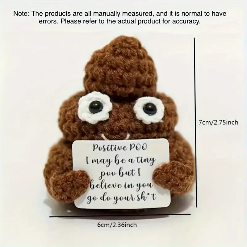 Cute Crochet Doll Positive Poo Creative Knitted Decor Emotional Support Positive Message Card  New Year Birthday Gift