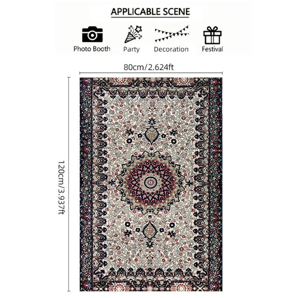 VIKAMA Classic Mosque Print Islamic Prayer Mat, Foldable Travel Muslim Rug, Washable Lightweight Janamaz for Eid Ramadan Gifts