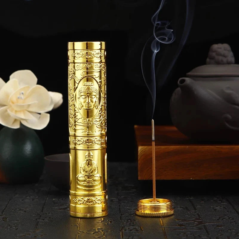 Retro Buddha Metal Incense Case Relief Craft Dragon Incense Box Waterproof Incense Storage Box Incense Accessories
