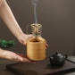 Bamboo Palo Santo Holder Metal Burner Sage Holder with Bamboo Ash Catcher Tray Incense Holder for Meditation Yoga Spa