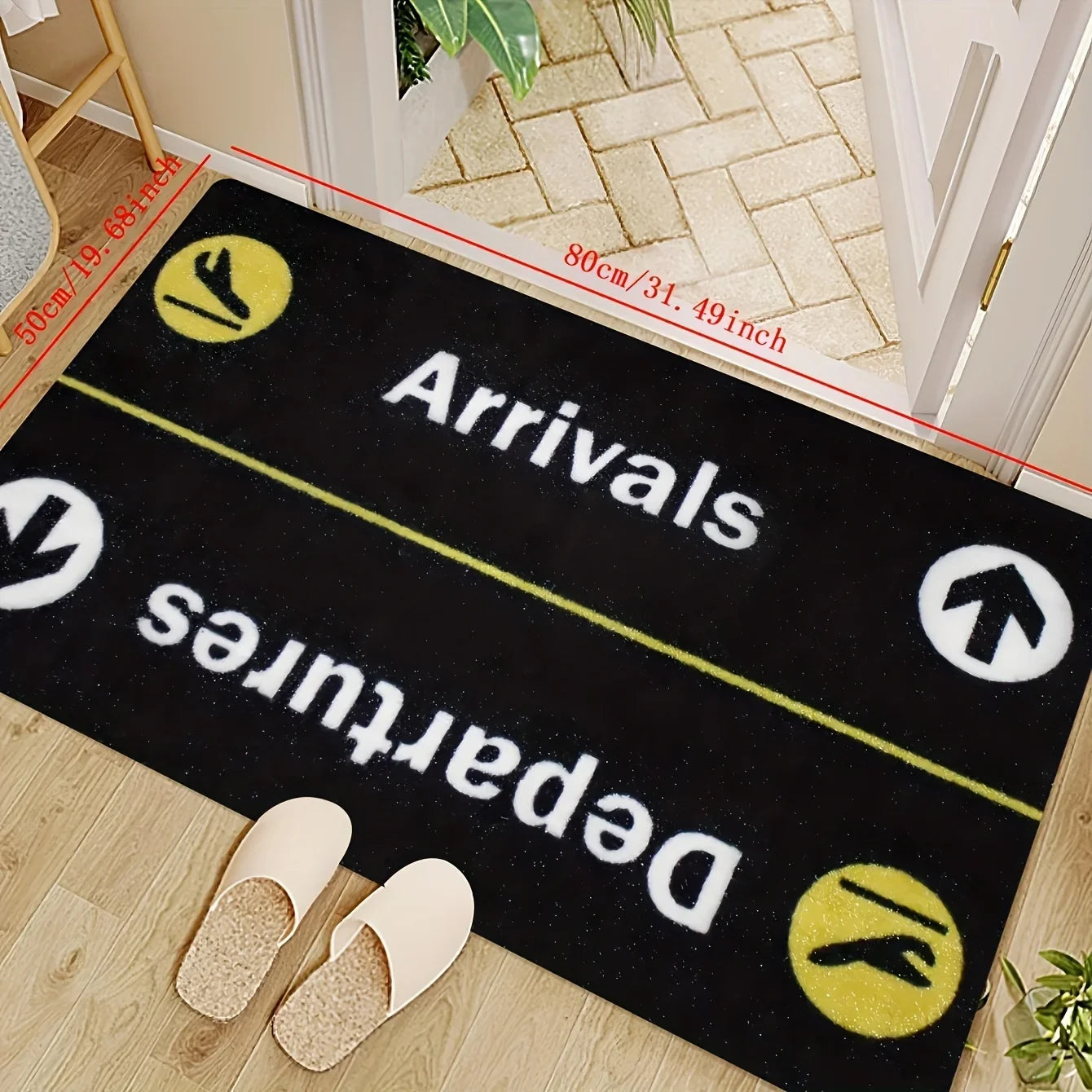 VIKAMA Minimalist Airplane Parking Sign Pattern Rug Living Room, Bedroom, Entryway Doormat Soft and Comfortable Home Decor Rug