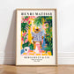 Black cat on toilet, Bathroom wall art, Matisse poster, Funny bathroom decor, Pink tropical decor