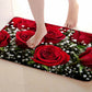 VIKAMA 1/2pc Valentine's Day Romantic Rose Print Rug, Non-Slip, Dirt-Proof. For Kitchen, Bathroom, Entrance Home Decor Carpet.
