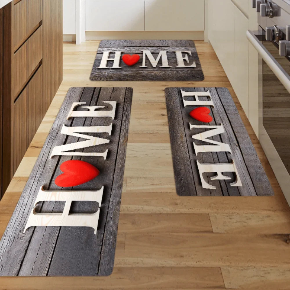 VIKAMA 1/2pc Pink Rose Pattern Floor Mat, Non-Slip And Water- Absorbent, For Kitchen, Bathroom, Entrance Area, Home Decoration