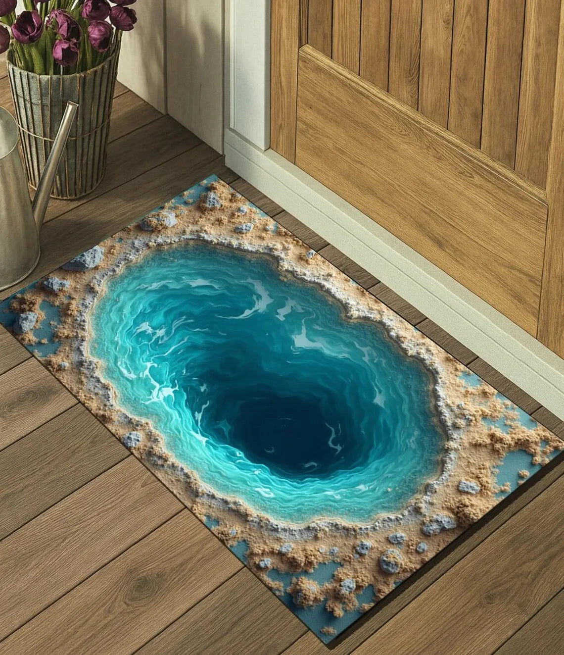 Visual Illusion Hole Endless Abyss Door Mat Bedroom, Kitchen, Home Anti Slip Door Mat Creative and Fun Home Decoration Carpet