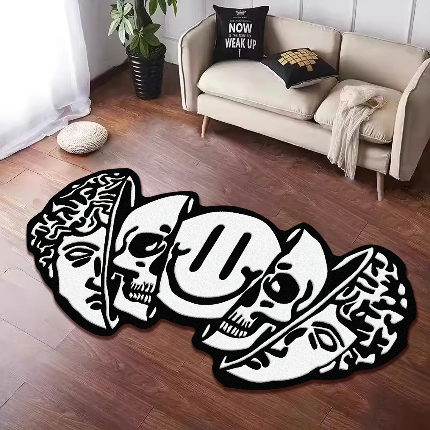 VIKAMA Creative Skull-Shaped Floor Mat Is Non-Slip And Dirt-Proof. Home Decoration Carpet In Living Rooms, Bedrooms, Entrance