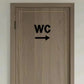 STYLEMAX Chic WC Directional Acrylic Sign, Sleek Guide for Public Spaces, Transparent Base with Bold Colored Arrow