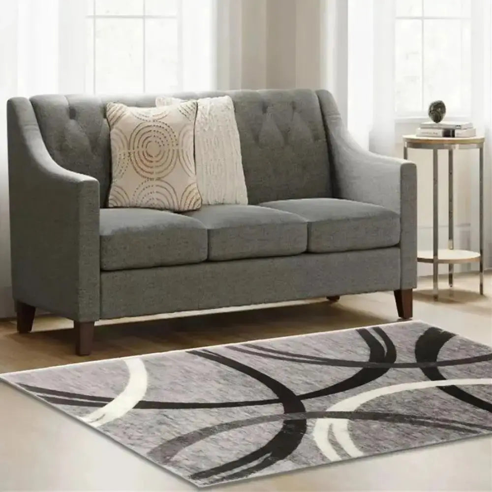 Modern Geometric Abstract Style Crystal Pile Carpet Home Living Room Bedroom Decorative Floor Mat Anti-slip Washable Carpet