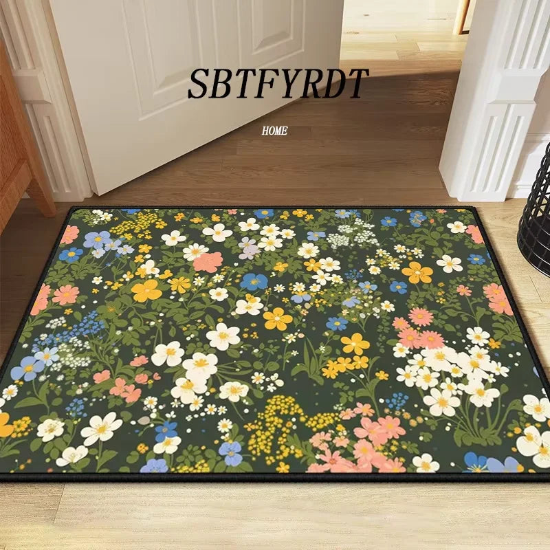 Floral Soft Door Mat Home Carpet Rug