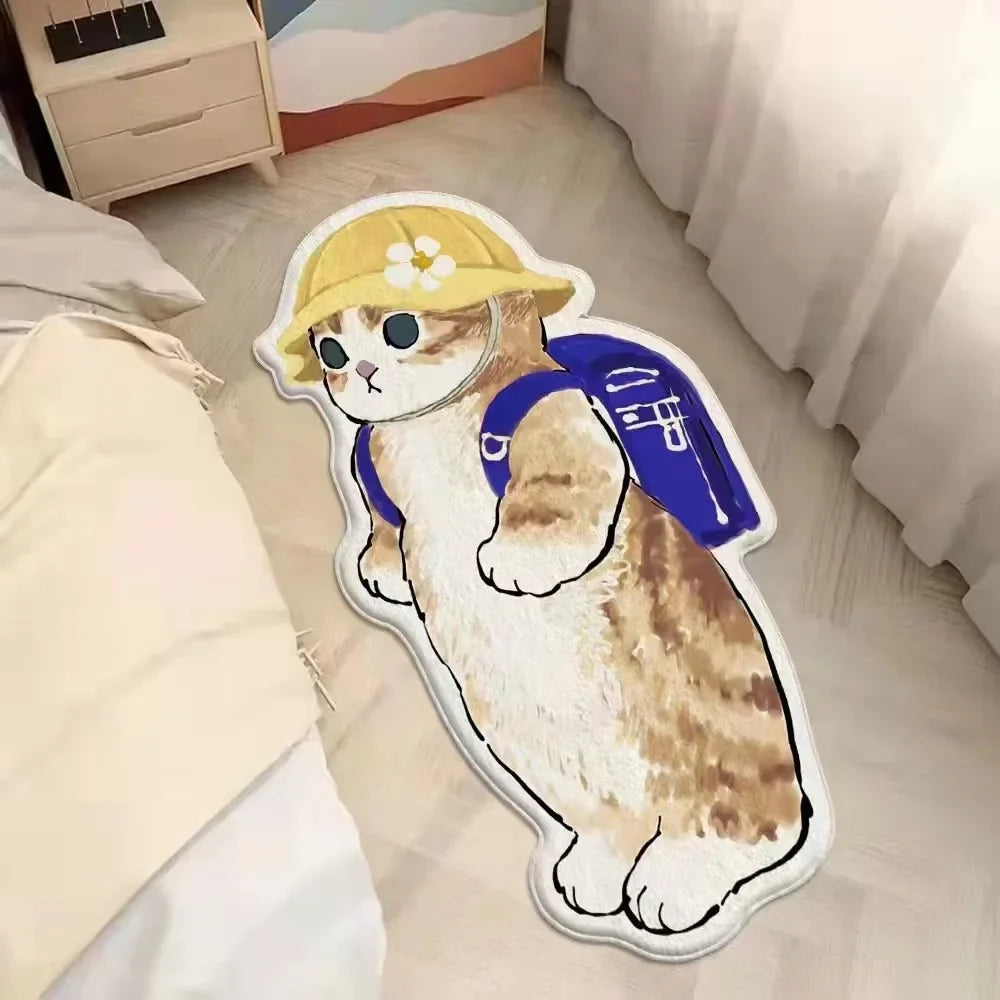 Faux Cashmere Cute Cartoon Pet Carpet Home Bedroom Bedside Decorative Floor Mat Anti-slip Dirty Resistant Machine Washable Rug
